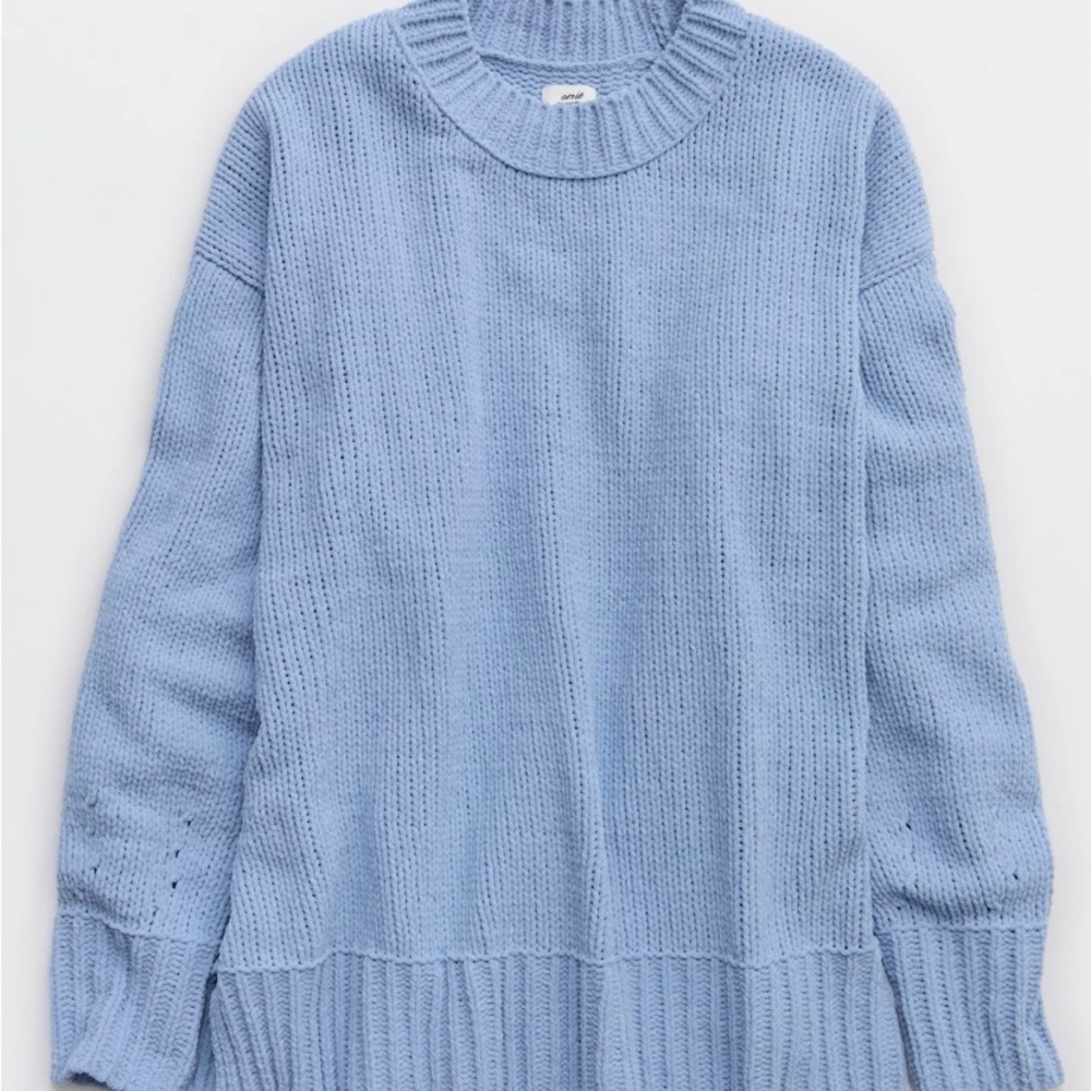 Aerie Light Blue Crew Neck Sweater S - Picture 3 of 10